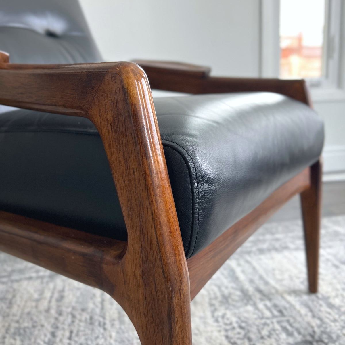 Leather Lounge Chair and Footstool