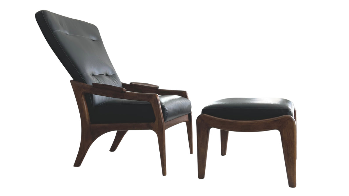 Leather Lounge Chair and Footstool