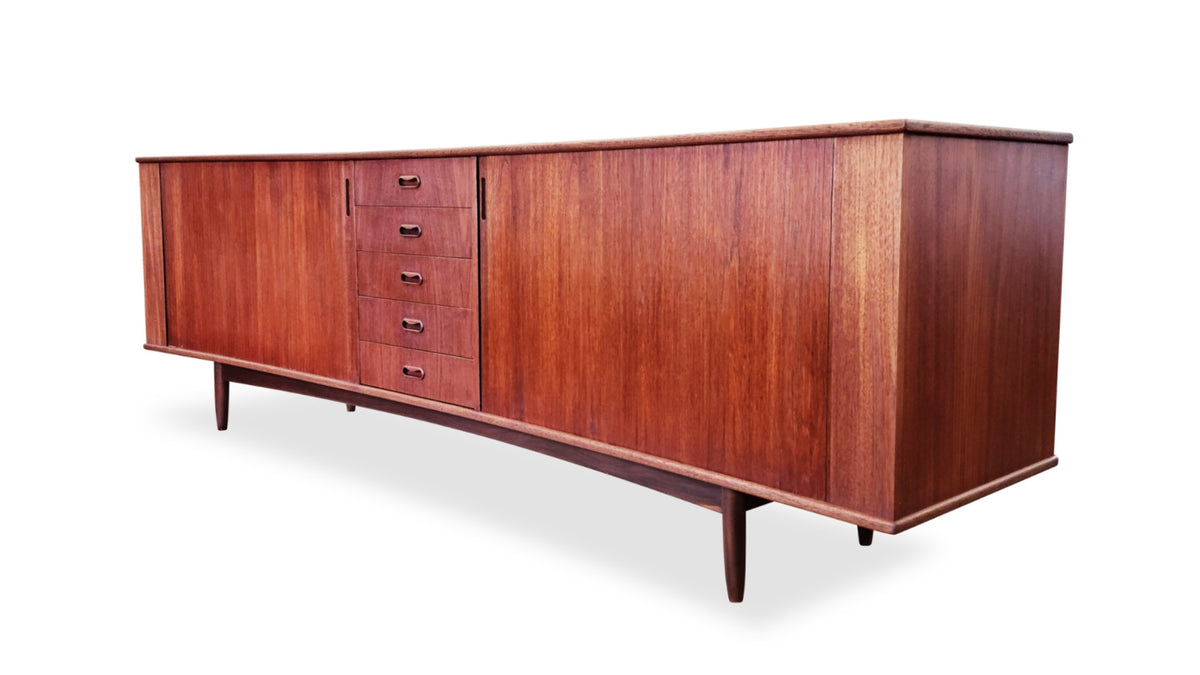 Mid Century XL Teak Tambour Door Sideboard