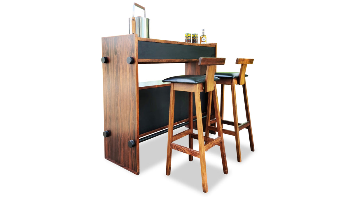 rosewood bar and stools danish