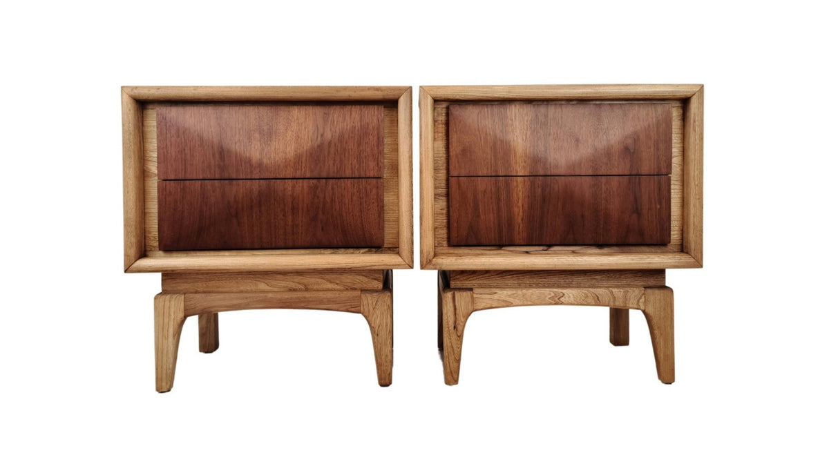 Walnut Diamond Nightstands by United Furniture