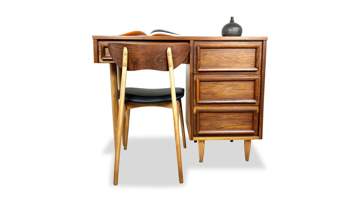 Vintage Four Drawer Walnut Desk