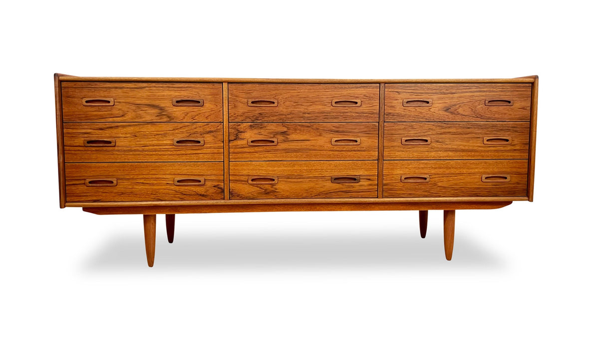 Teak Nine Drawer Dresser