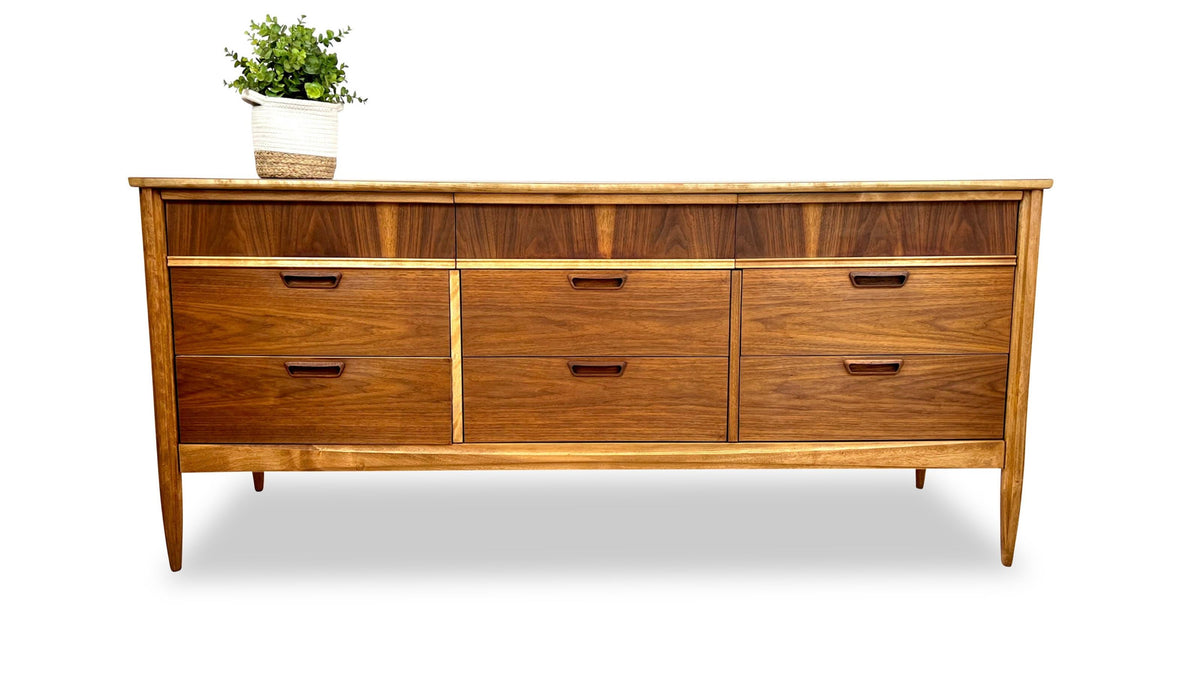 Walnut Nine Drawer Dresser by Deilcraft