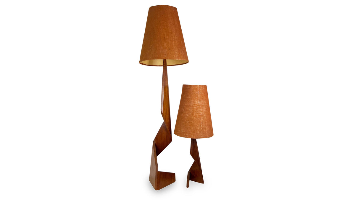 Teak Zig Zag Floor Lamp