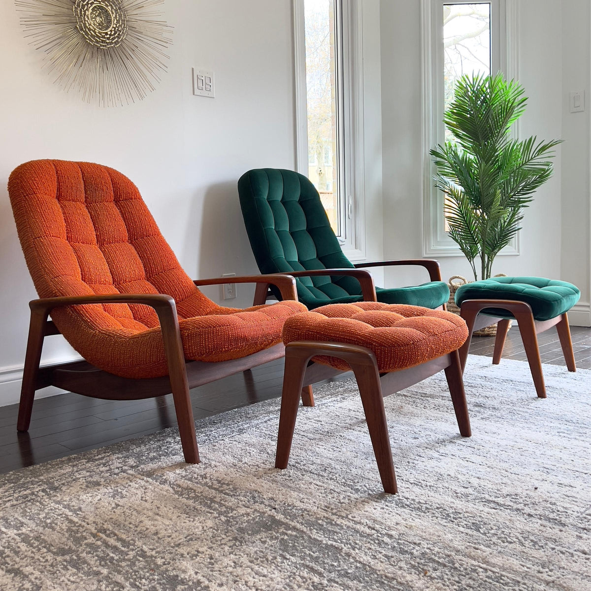 R. Huber Teak Scoop Chair and Ottoman