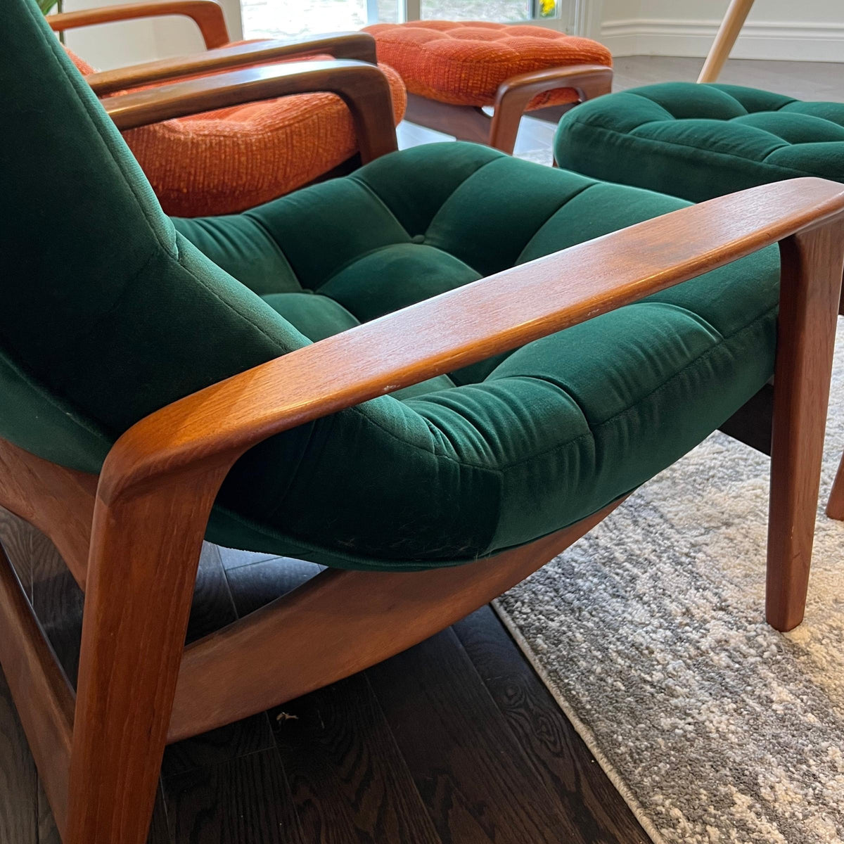 R. Huber Teak Scoop Chair and Ottoman