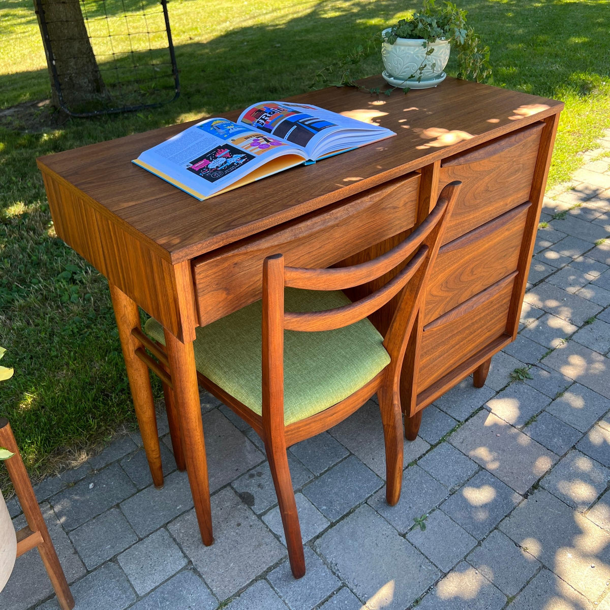 Walnut Four Drawer Desk