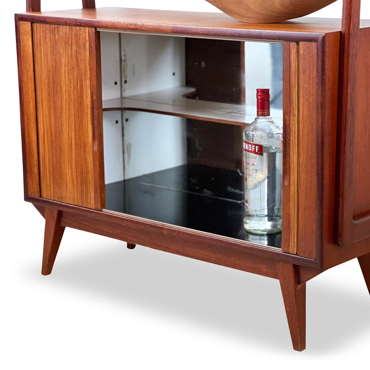 Teak Bookcase with Tambour Doors