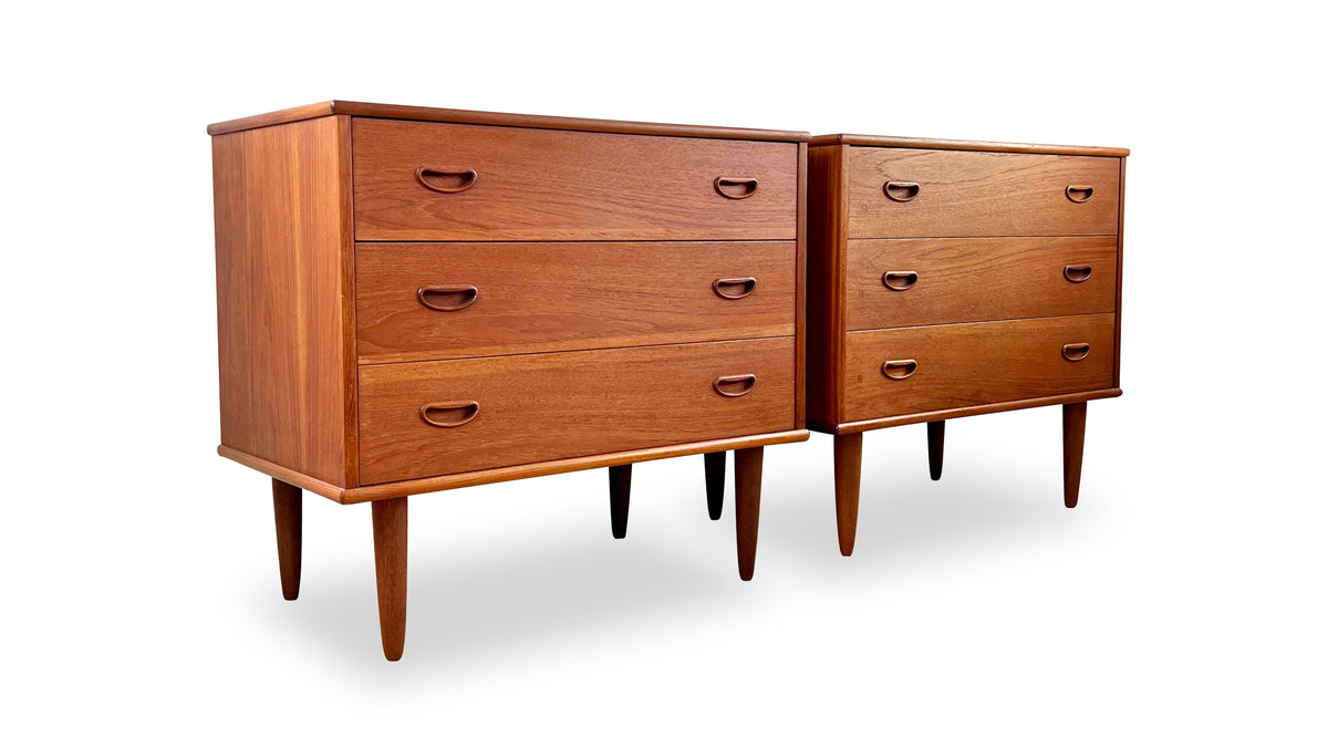 Pair of Teak Three Drawer Nightstands by R. Huber