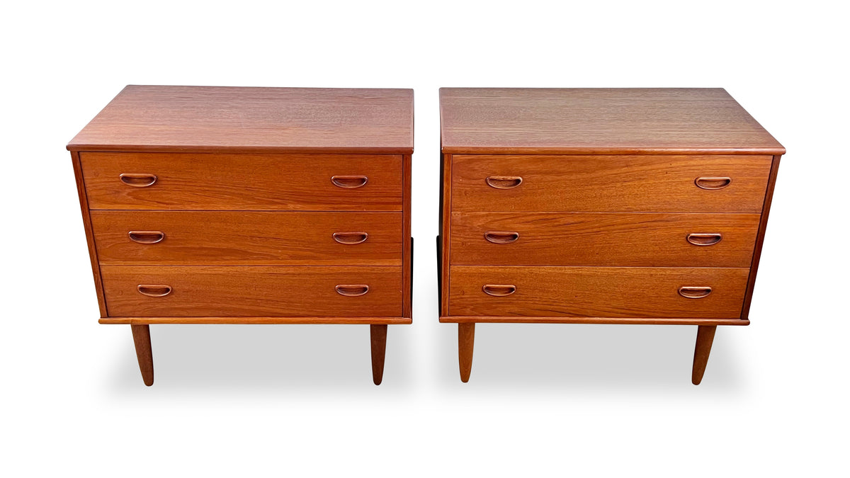 Pair of Teak Three Drawer Nightstands by R. Huber
