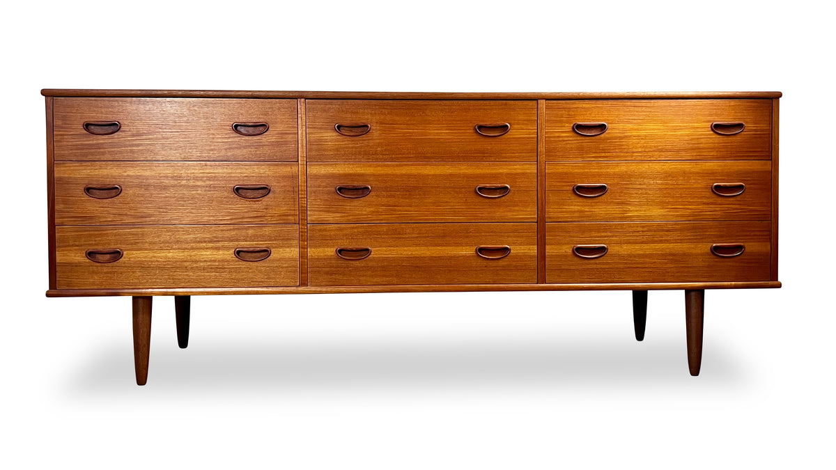 Teak Nine Drawer Dresser