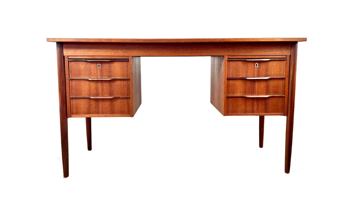 Teak Six Drawer Desk
