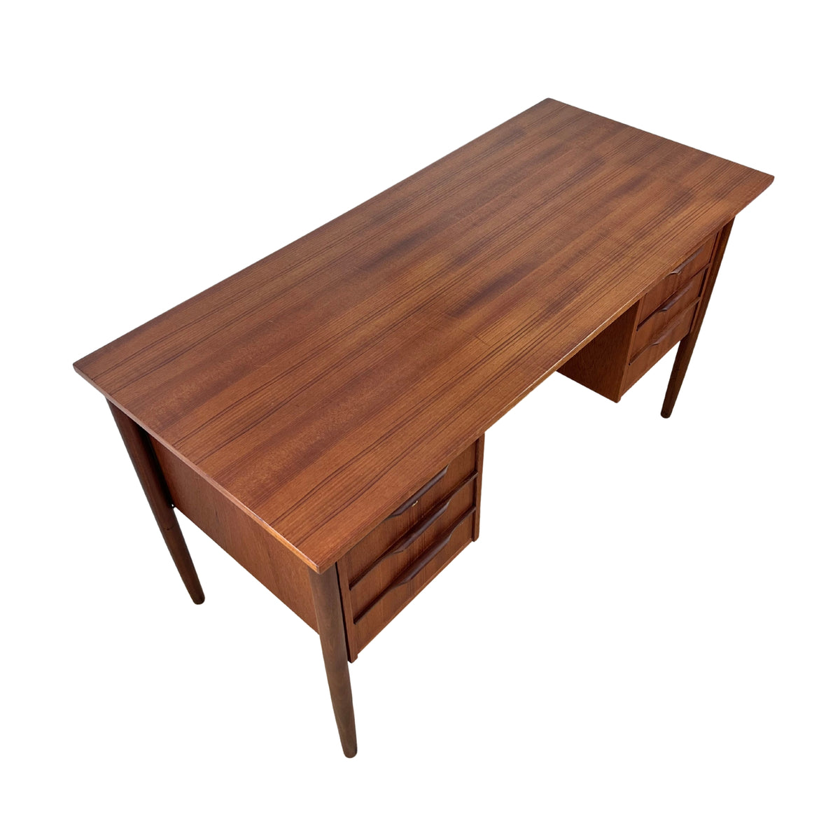 Teak Six Drawer Desk