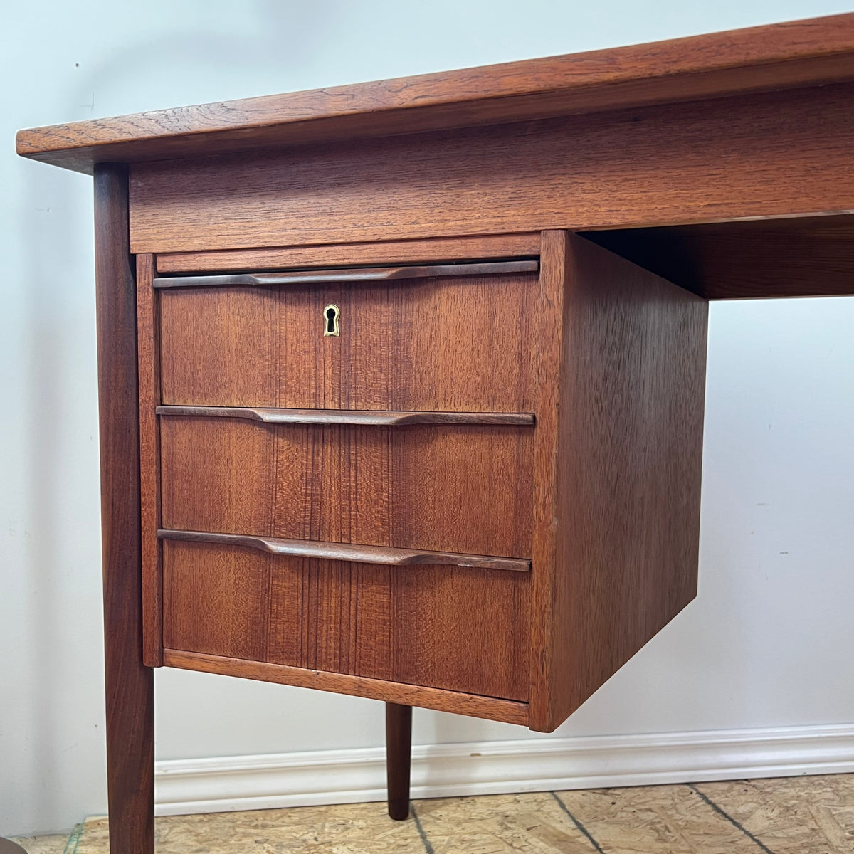 Teak Six Drawer Desk