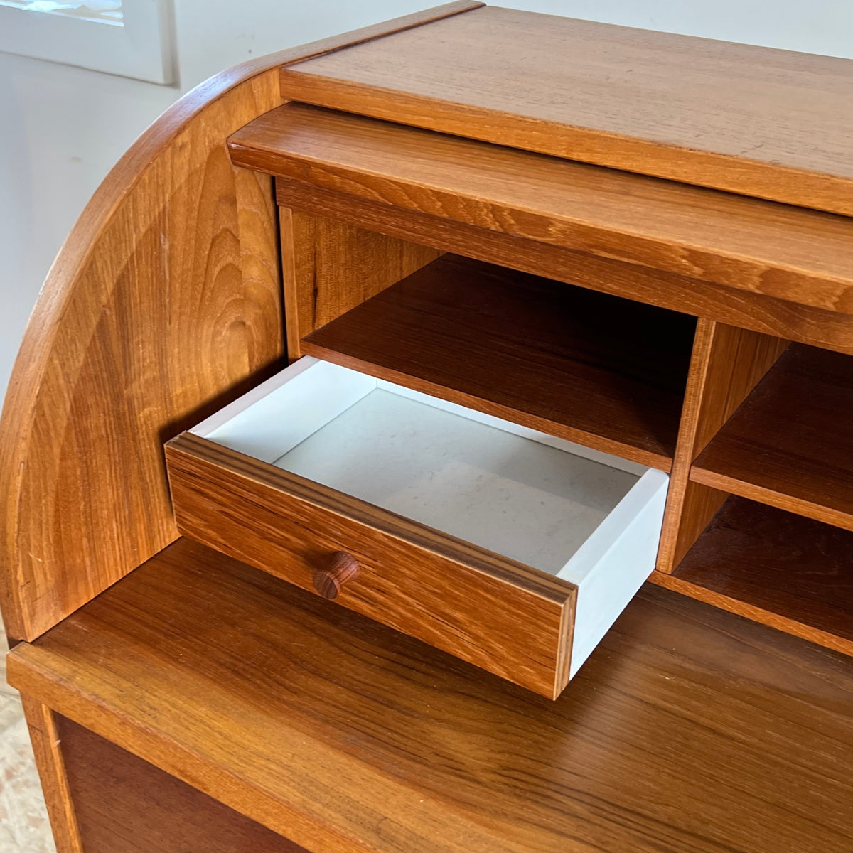 Teak Roll Top Desk