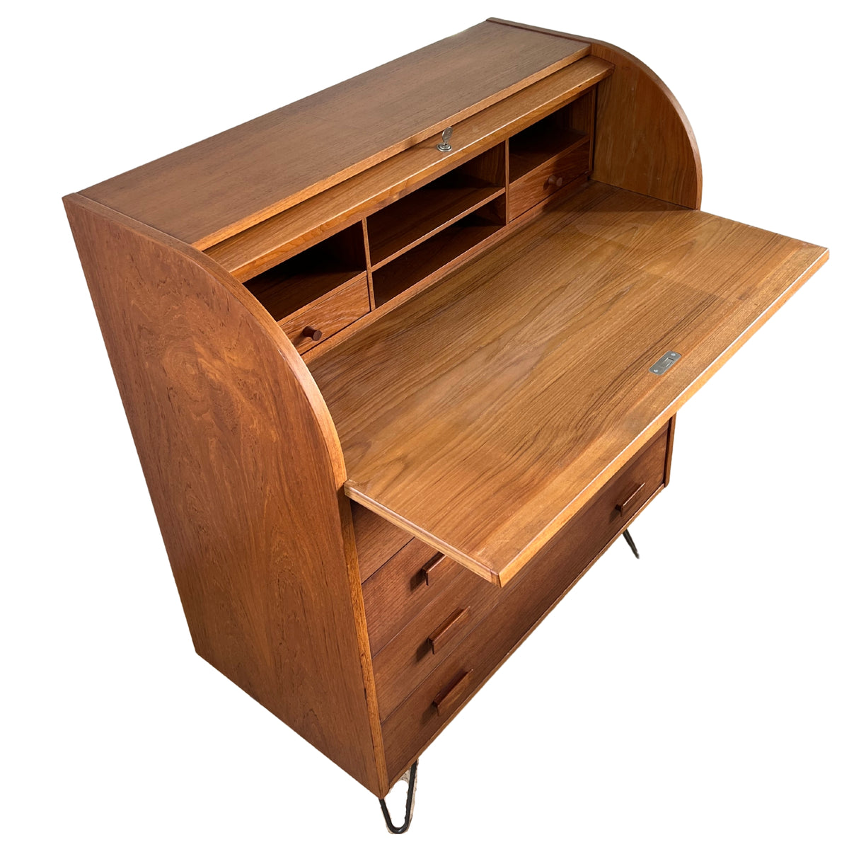 Teak Roll Top Desk