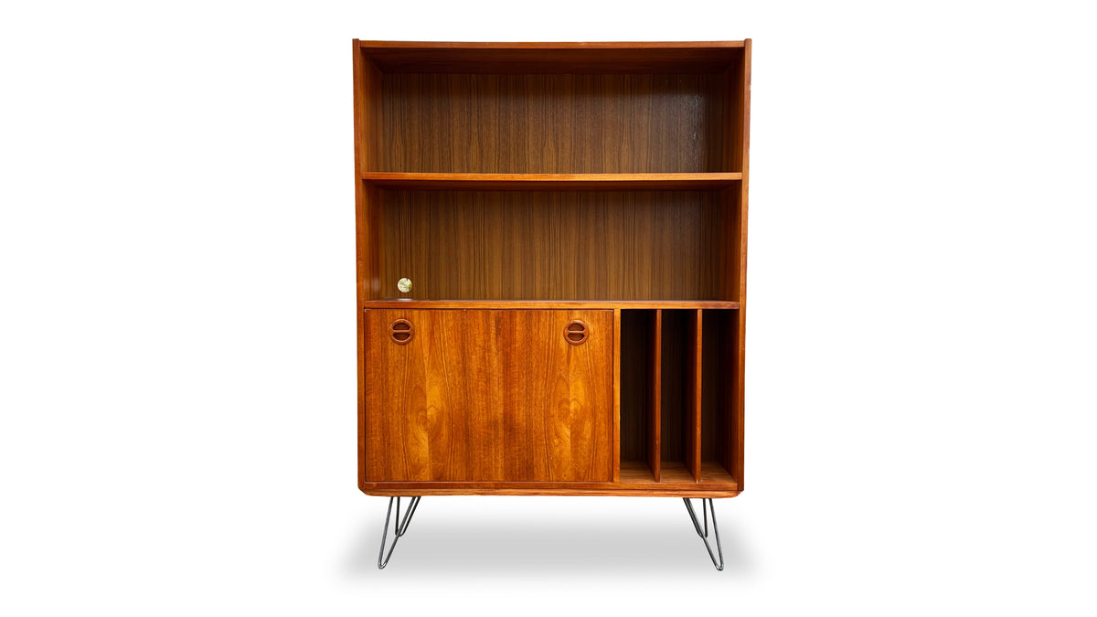 Teak Bookcase with Bar