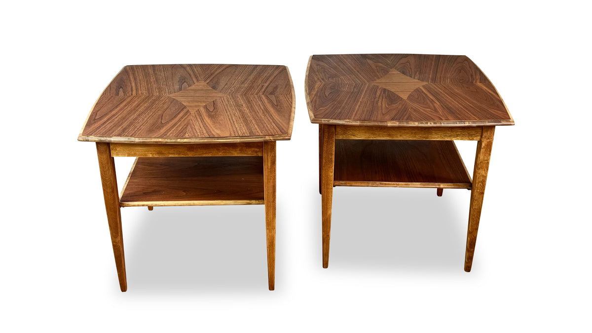 Pair of Walnut and Birch Side Tables by Kaufman