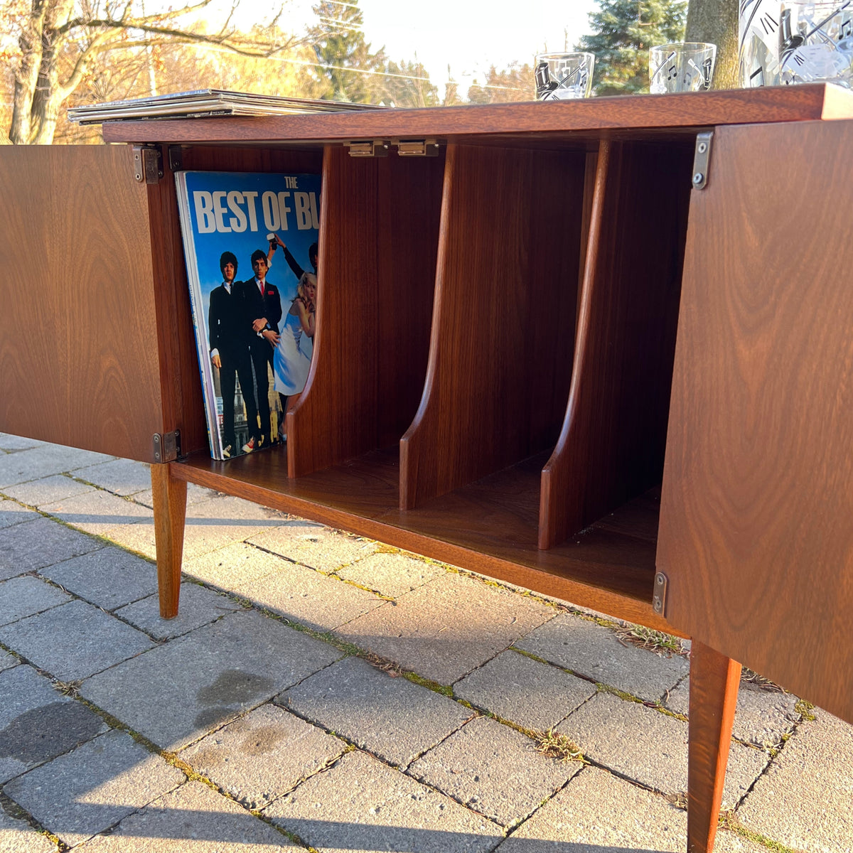 Walnut Compact Record Cabinet