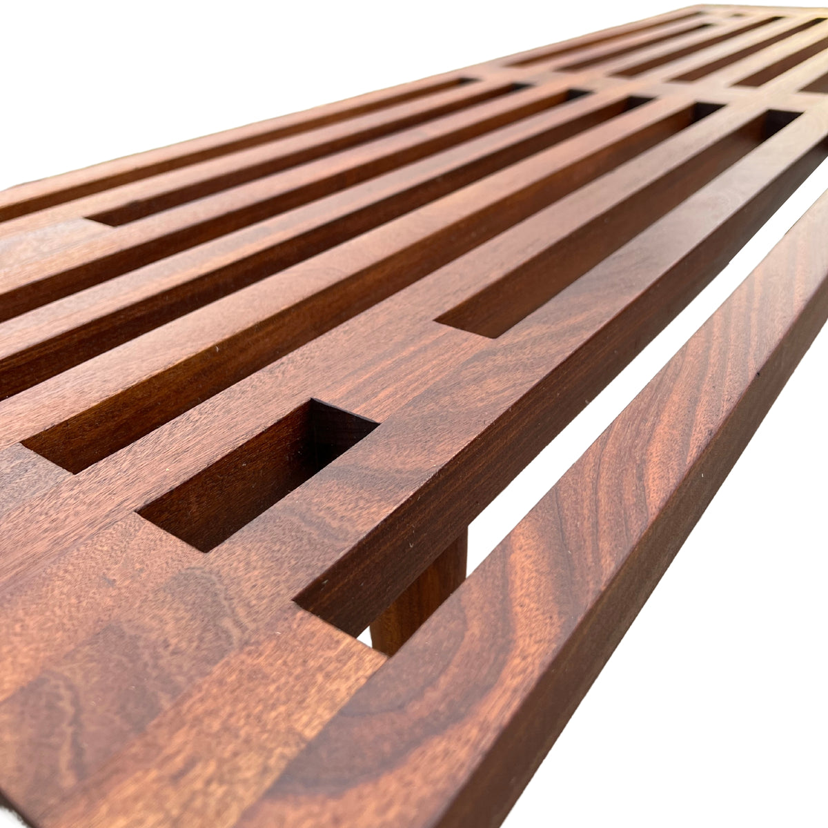 Solid African Teak Slatted Bench