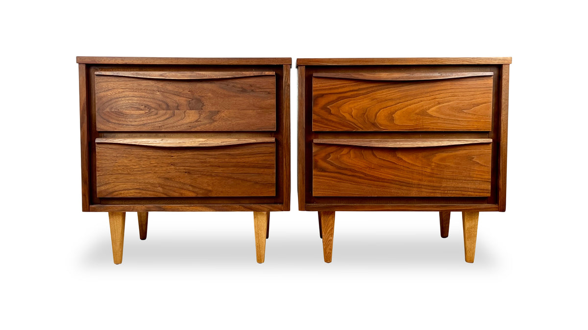 Walnut Nightstands Pair