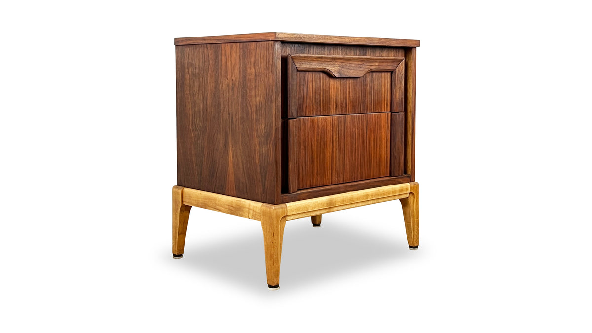 Walnut Two Drawer Nightstand