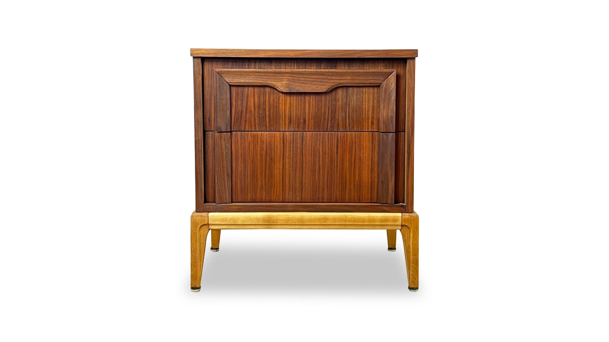 Walnut Two Drawer Nightstand