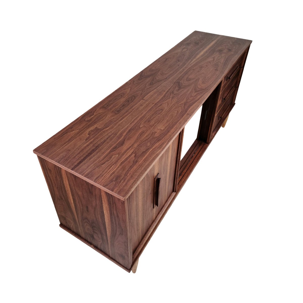 Walnut Buffet with Glass Door