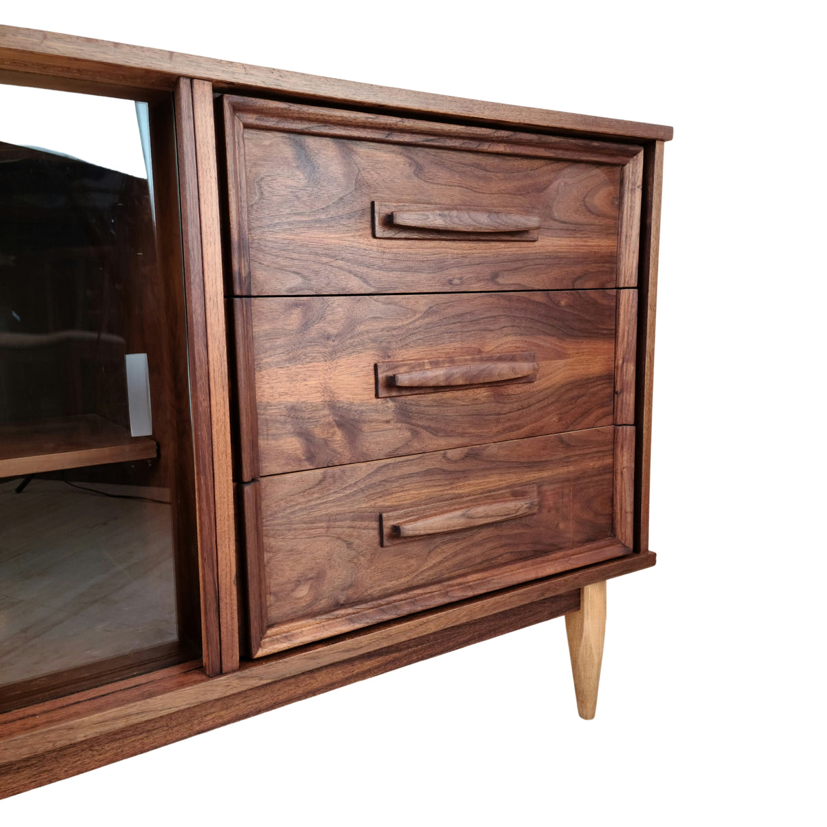 Walnut Buffet with Glass Door