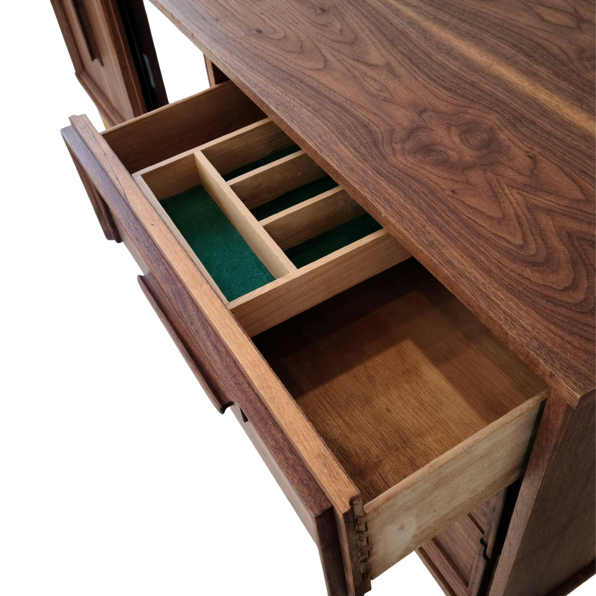 Walnut Buffet with Glass Door