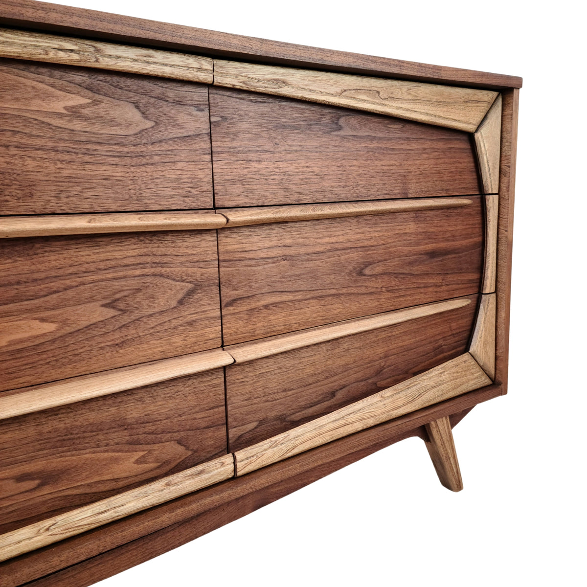 Walnut and Ash Nine Drawer Dresser