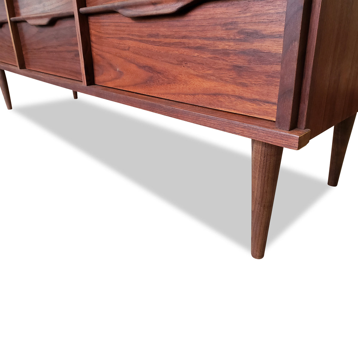 mid century Walnut Nine Drawer Dresser