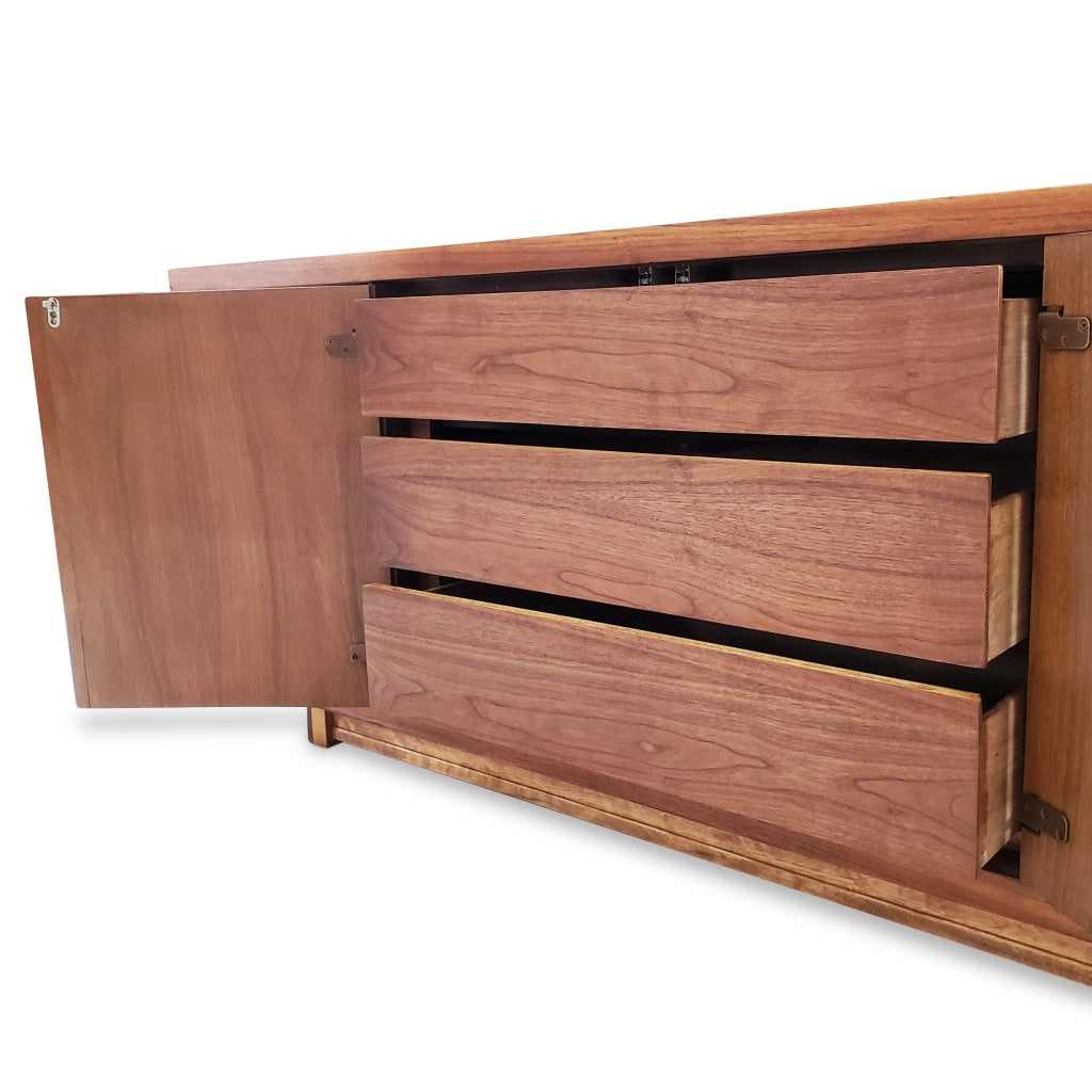 Walnut Nine Drawer Dresser With Doors